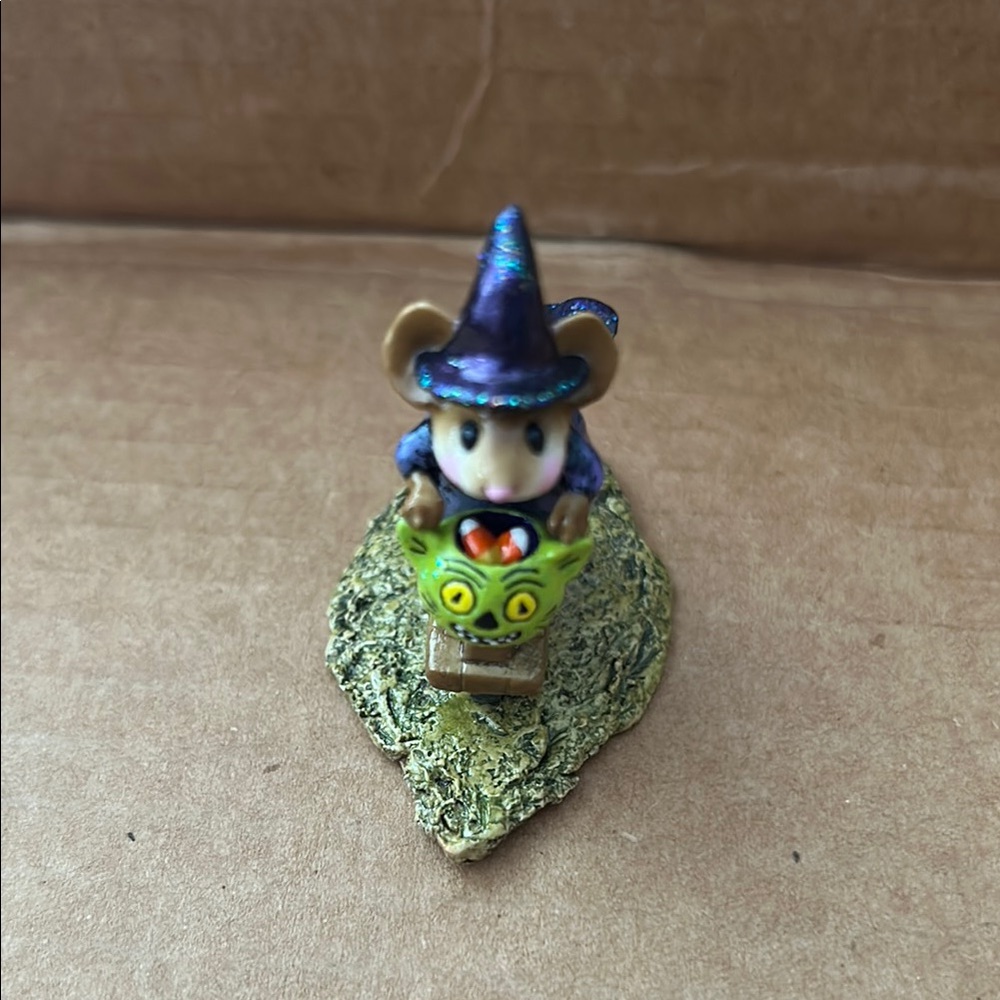 Wizard Mouse Figurine with Cauldron